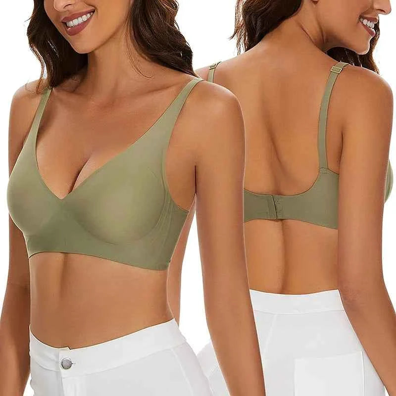Seamless Women Underwear Sexy V-neck No Steel Ring Small Chest Gathered Adjustable Support  Small Comfortable Thin Top Bra