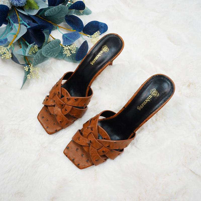 Summer Women's Slim Heel Open Toe Slippers Sexy Party Fish Mouth High Heel Luxury Brand Solid Color Outdoor High Heel Sandals9CM