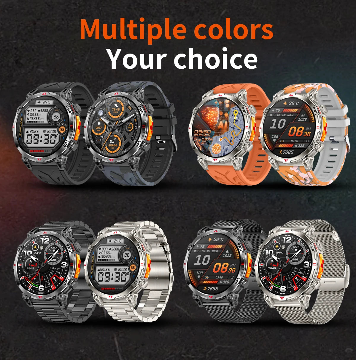 2025New Military T-Rex3 Ultra GPS SmartWatch Built in GPS Compass Altimeter Barometer 5ATM Waterproof 650mAh Sports Bracelet Men
