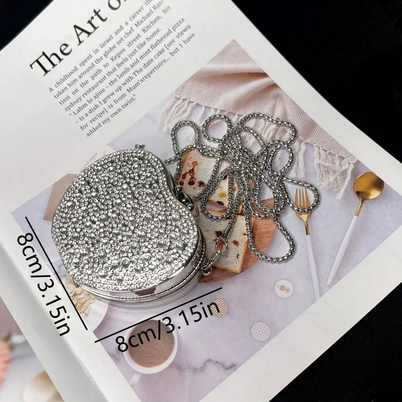 Detachable Long Chain Rhinestone Inlay Clutch Bag Lightweight Waterproof Crystal Glitter Purse Small Capacity Glitter