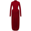 Tuularose Red Hollow Dress Women High Waist Sexy Backless Long Sleeve Gathered Dress Summer Patchwork Retro Party Evening Dress
