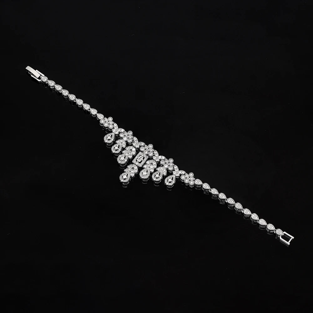Fashion Women 4PCS Necklaces Set White Cubic Zirconia Bridal Wedding Jewelry Sets Dubai Saudi Arabia Party Accessories