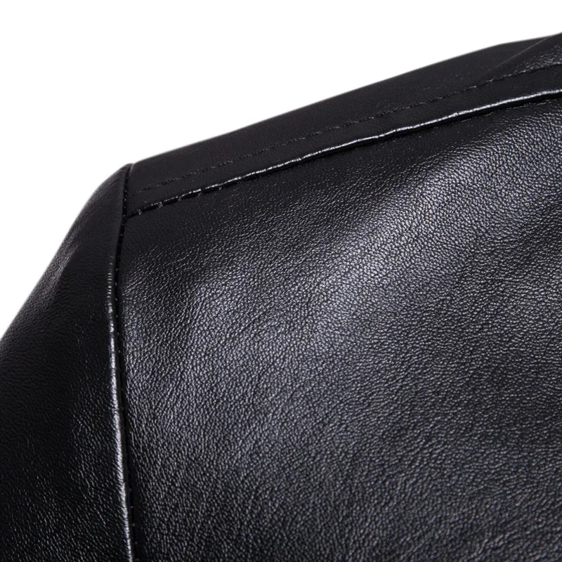 Jaqueta Lapela Vestido de Couro Casaco Terno Slim Fit Jaqueta À Prova de Vento Masculino Negócios Casual Pu Blazers