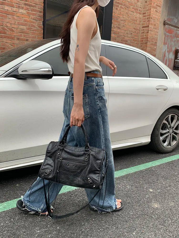 City Motorcycle Shoulder Bag Tote Bag for Women Luxury Designer 2026 Autumn and Winter handbag crossbody Large Capacity