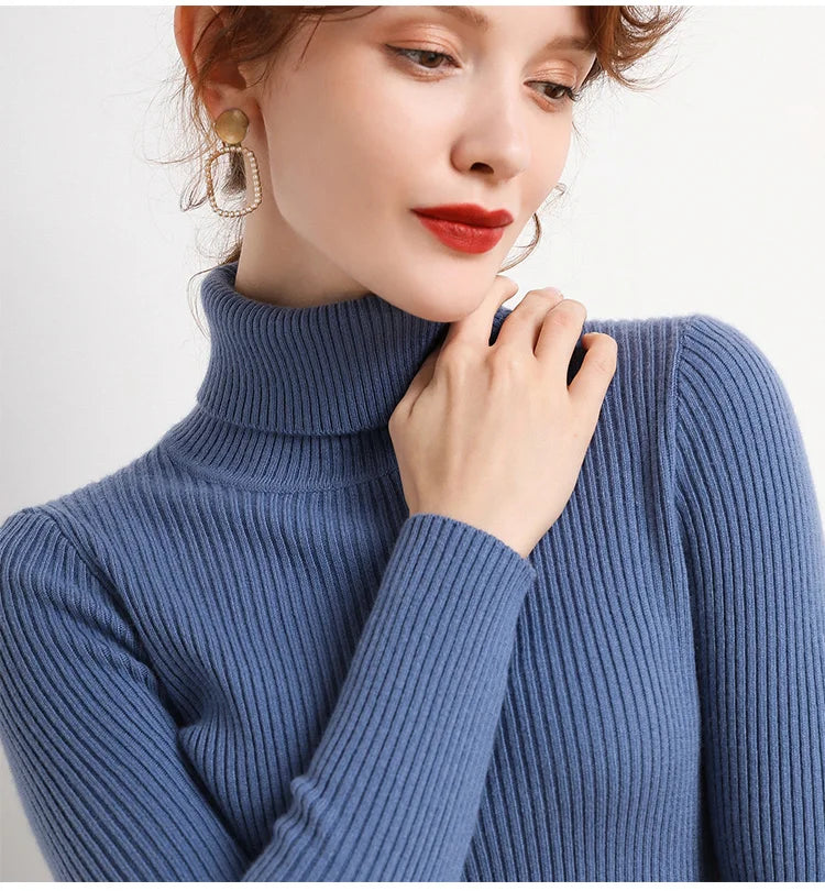 Heliar Women Fall Turtleneck Sweater Knitted Soft Pullovers Cashmere Jumpers Basic Soft Sweaters For Women 2026 Autumn Winter