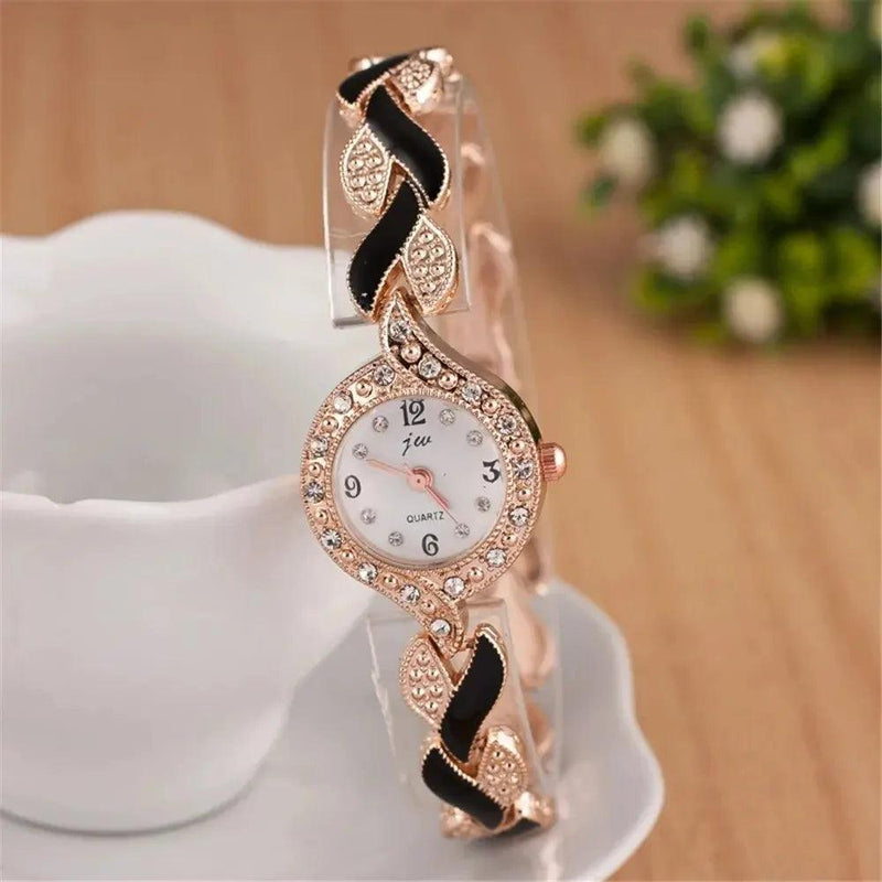 Women Watch Hand Jewelry Set Diamond Bracelet Watch + Water Drop Jewelry Set 5pcs/Set - CRAVO ROSE