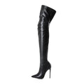Botas sensuais de salto alto acima do joelho, botas pretas de cano alto para mulheres, sapatos de outono e inverno, botas longas femininas, tamanho grande
