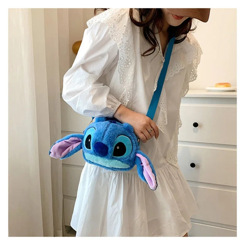 Disney New Lilo & Stitch Plush Toys Kawaii Plush Messenger Bag Girl Handbag Anime Stuffed Toys Children Cartoon Plushie Soft Bag