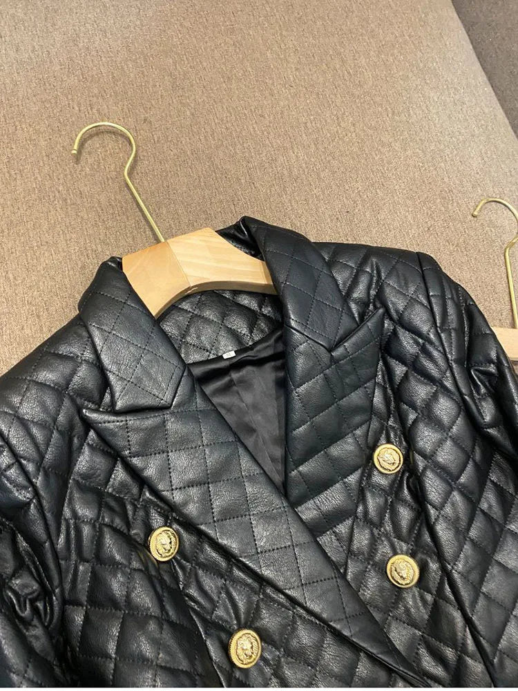 High-end Black Elegant Suit Jacket Ladies Casual Double Breasted Fashion Women's Blazer 2023 Office Work Casual Female Outerwear
