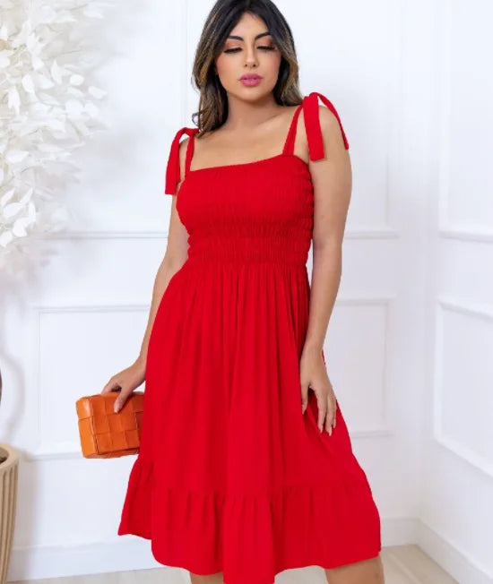 Short Dress With thin Strap In Viscose With Elastex