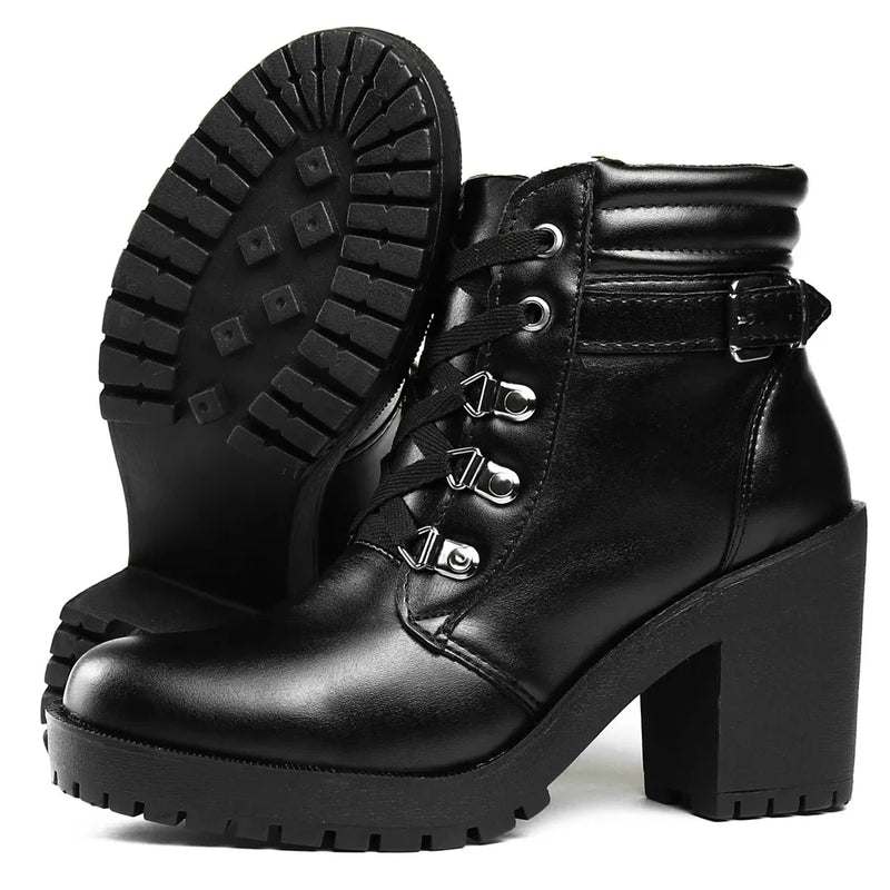 Women's Capuccino Black Boot Short Boot Casual Girls Confort