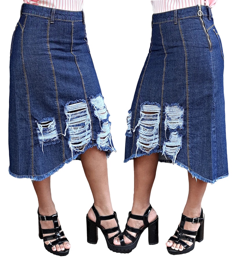 Kit 2 Women's Jeans Skirt Evangelical Fashion Evasê Premiun manufactures wholesale resale