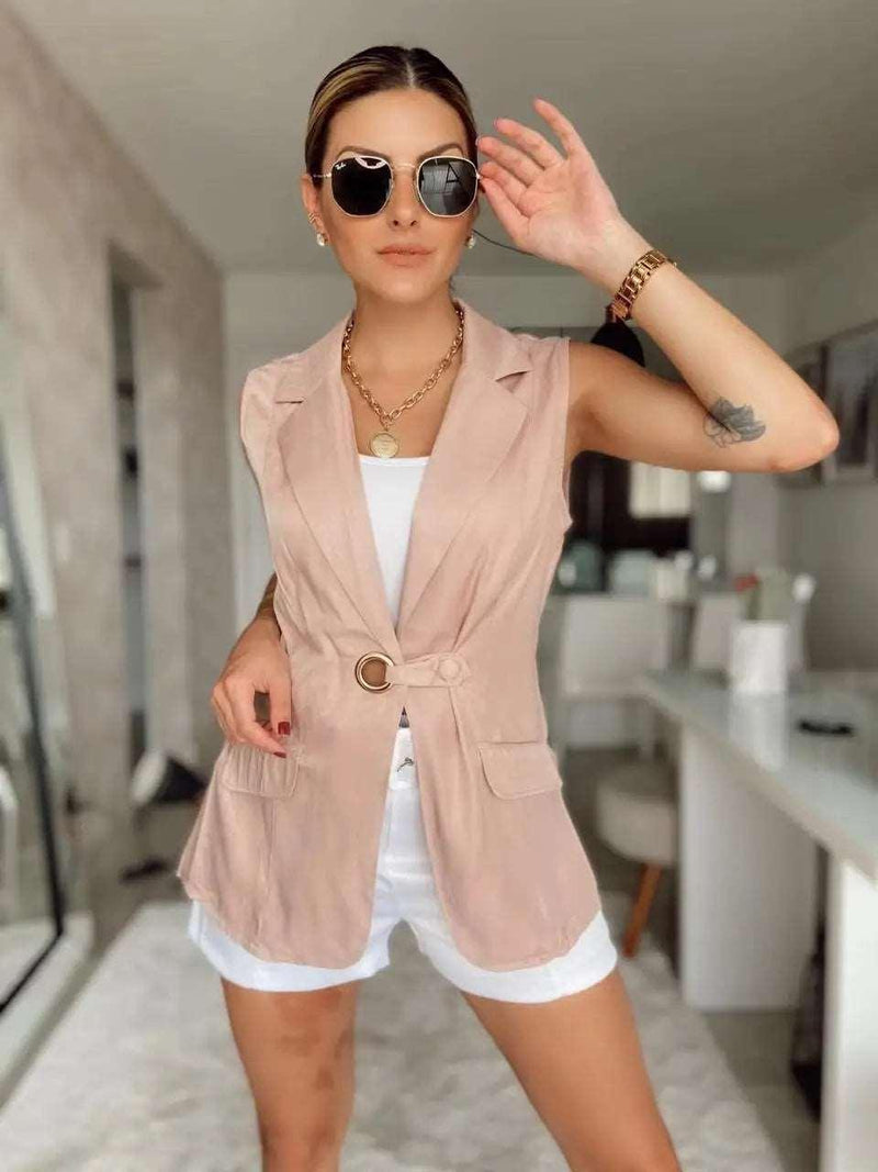 Blazer Feminino Sem Manga Colete Fino fashion