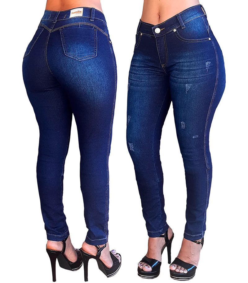 Calça jeans with Lycra (spandex) resale wholesale high waist