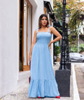 Long Dress In Lastex With Strap In Tie Strips