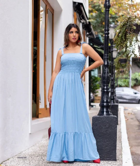Long Dress In Lastex With Strap In Tie Strips