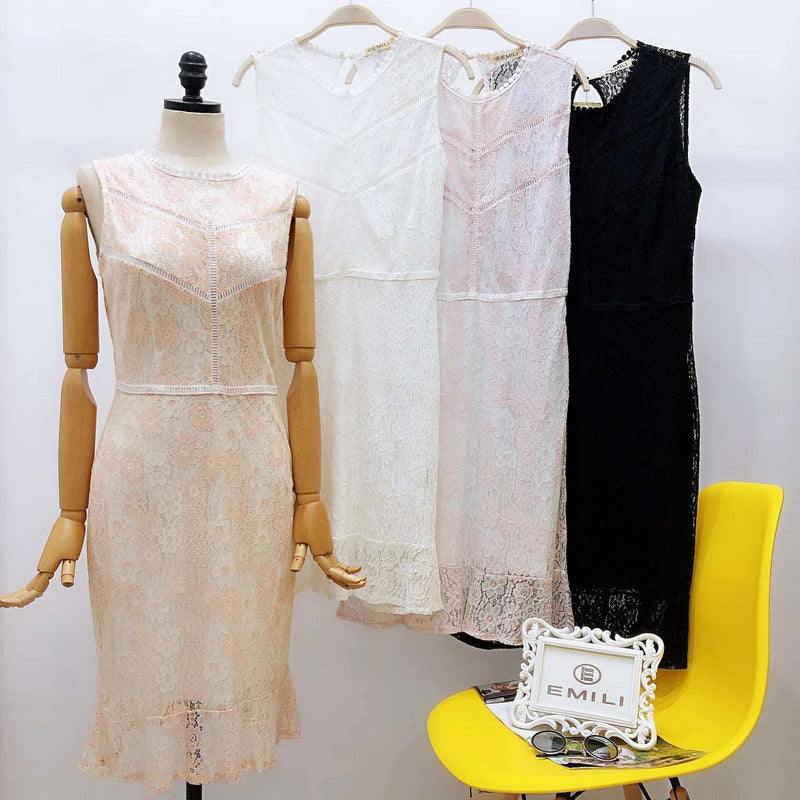 Women's Clothing/dress/flu/gypsy/zipper/floral lace/MIDI/EMILIMODA/EM07976