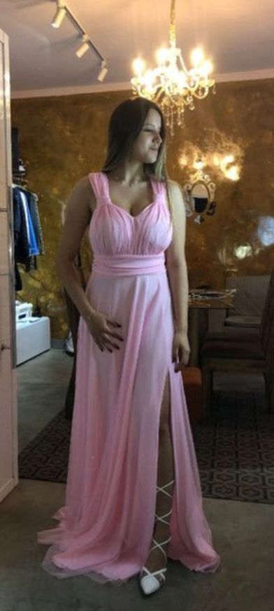Vestido Longo Rosa com Fenda — foto original
