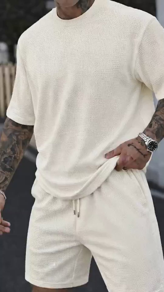 Conjunto Masculino Texturizado Camiseta + Bermuda