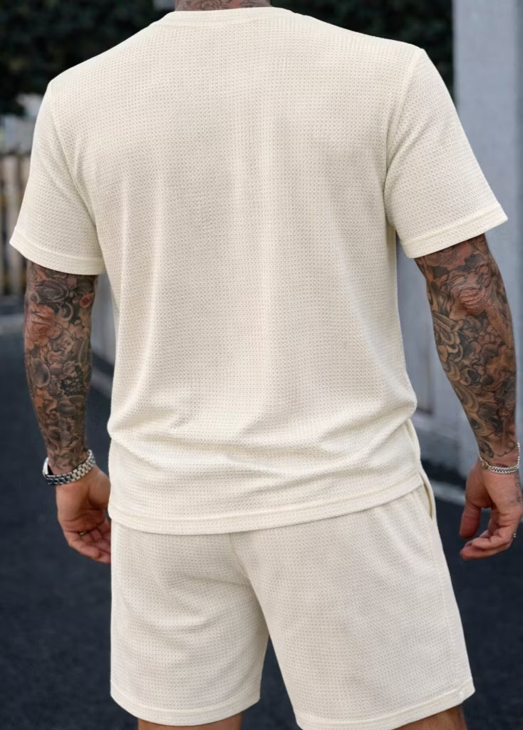 Conjunto Masculino Texturizado Camiseta + Bermuda